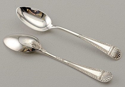 Victorian Sterling Silver Teaspoon (Set of 12) and Tongs Set - Lozenge/ Diamond Registration Mark